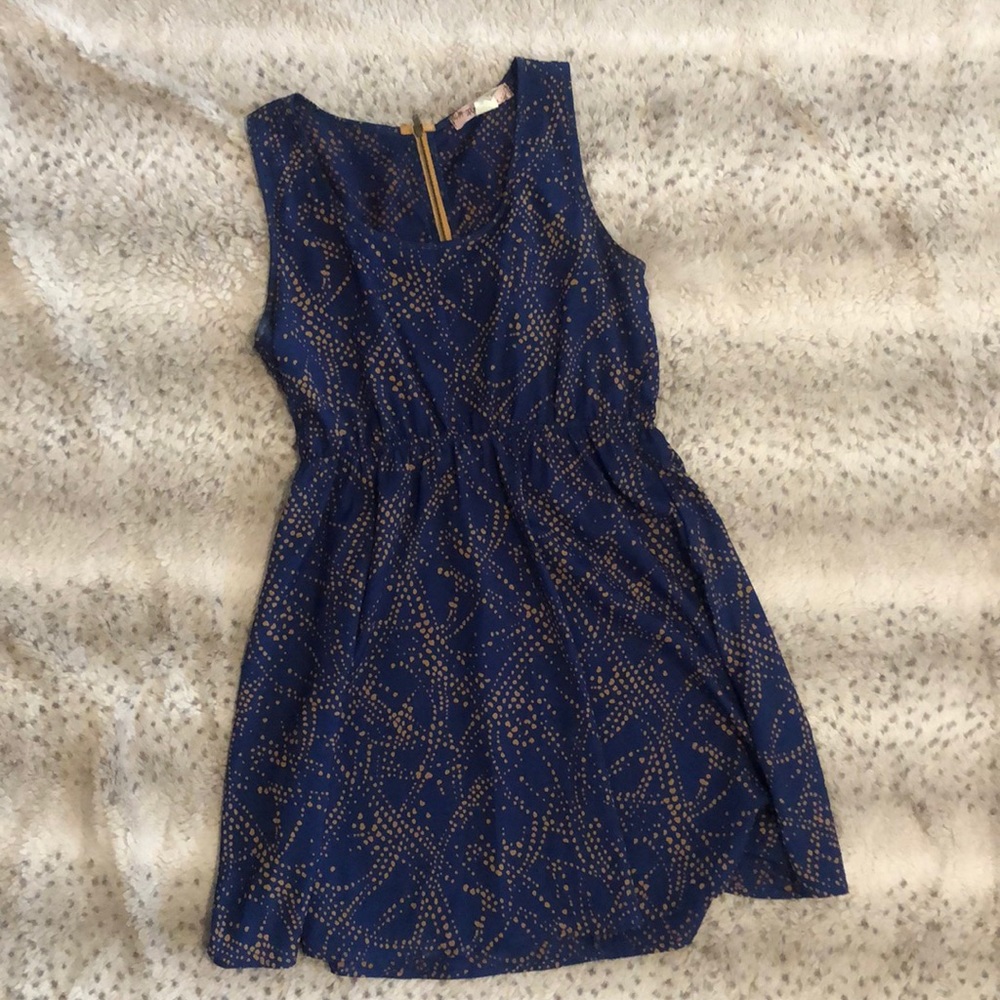 Casual Blue and Brown Dress